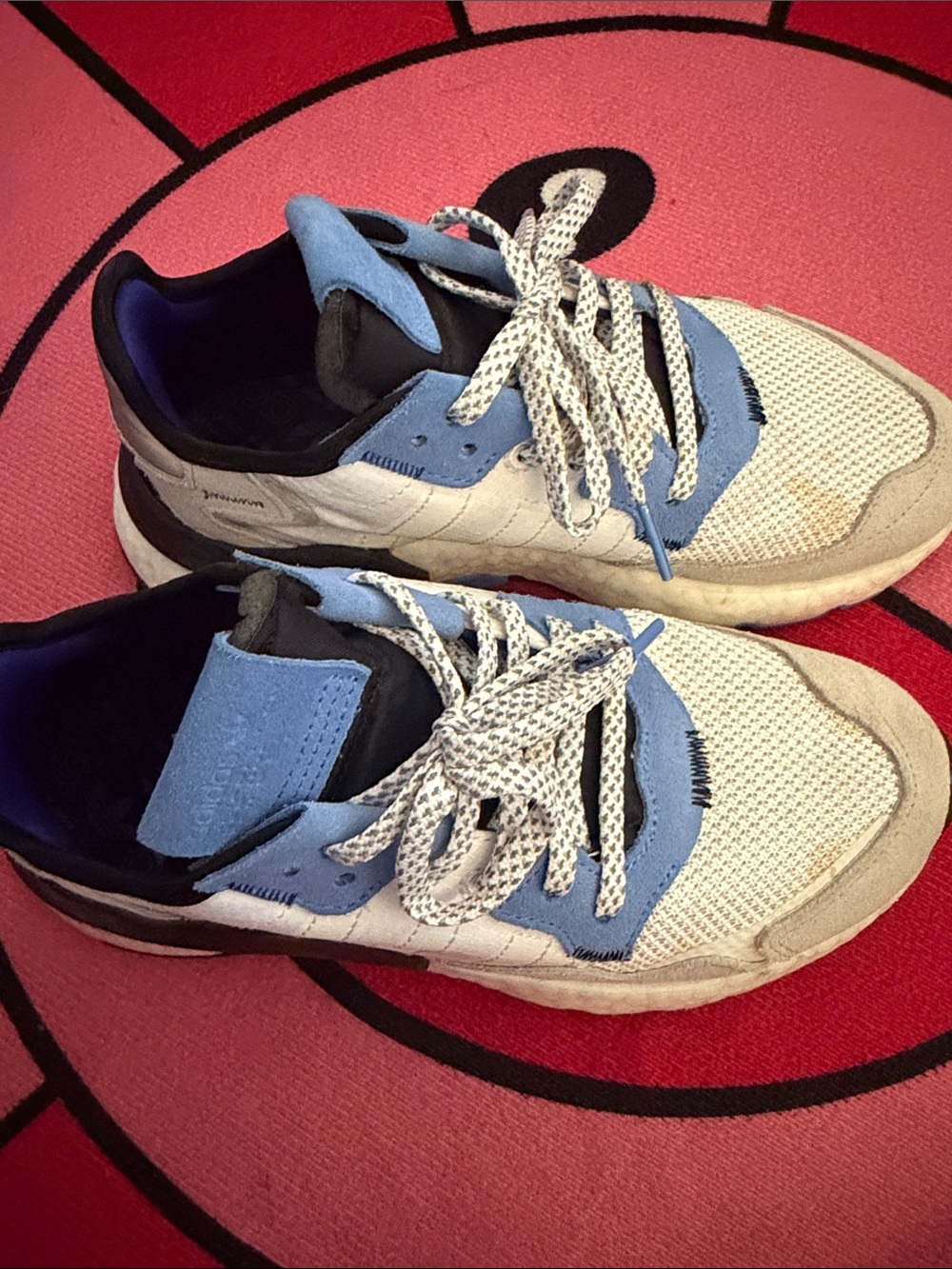 adidas Kids White and Light Blue Mesh Sneakers
